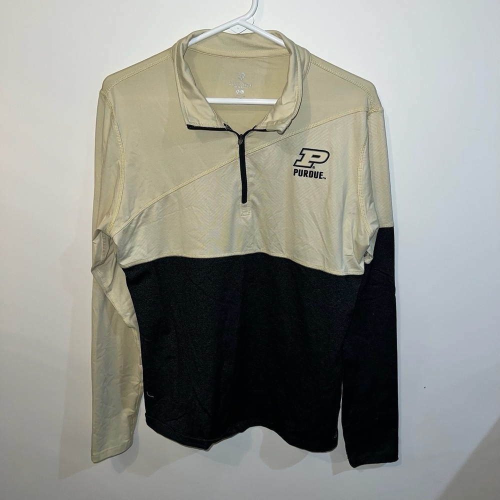 Purdue Colosseum Cream and Black Zippered Polo pullover XL - Picture 8 of 9